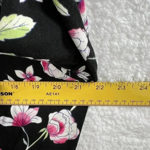 J. Jill Wearever Collection L Black Floral Print Dress 3/4 Sleeve Hiking Lagon - Picture 9 of 12